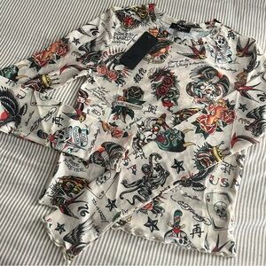 Youth ED HARDY Mesh Tattoo Top NWT